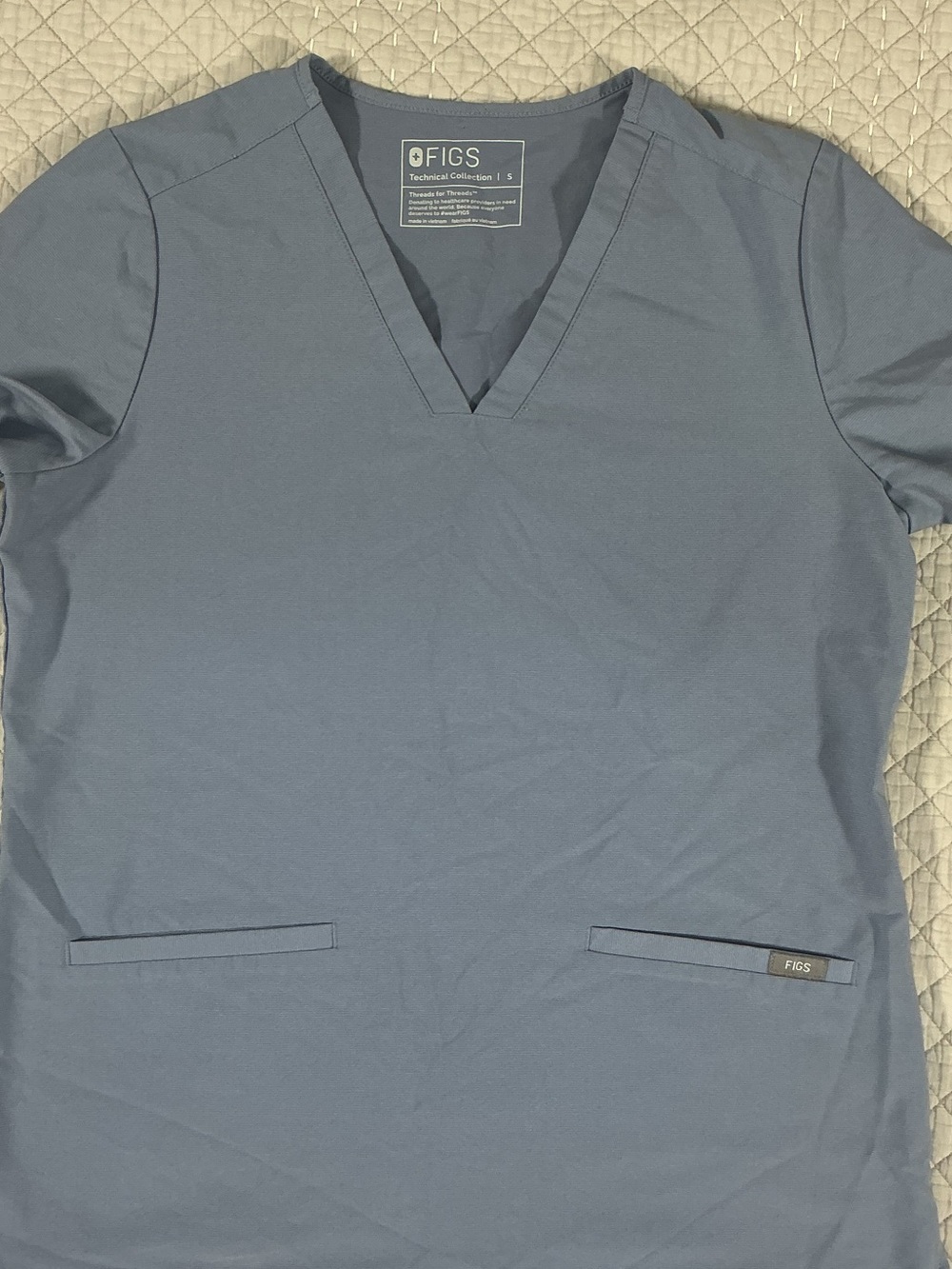 Figs Women's Three Pocket Scrub Top Ceil Blue FW1100 Size S